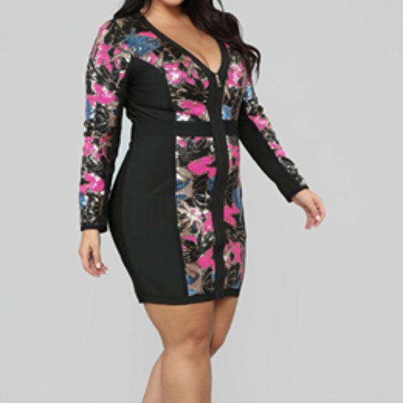 Juicy Fruit Bandage Dress - Black/Multi - Picture 1 of 5
